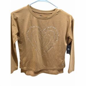 GapFit Kids Brown Graphic Long Sleeve T-Shirt Size S Eco-Friendly